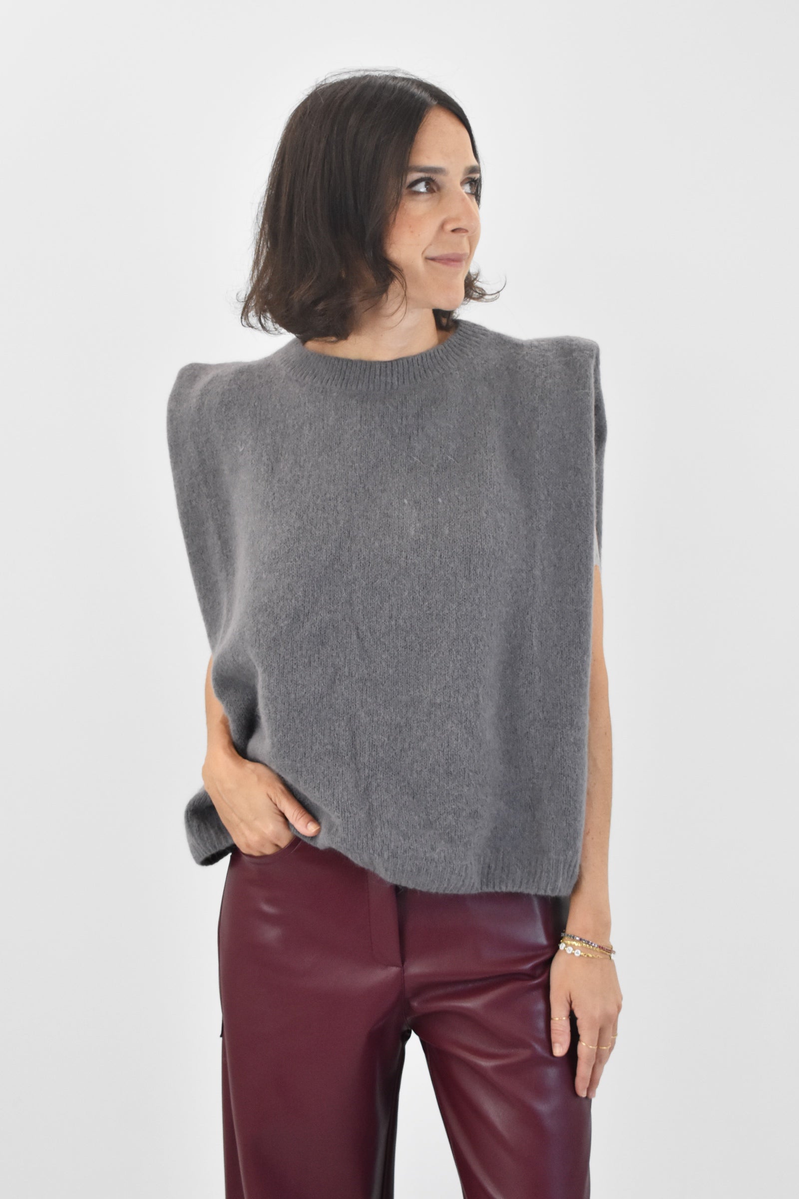 Gilet misto lana e angora