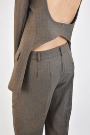 Pantalone gessato straight fit