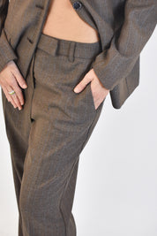 Pantalone gessato straight fit