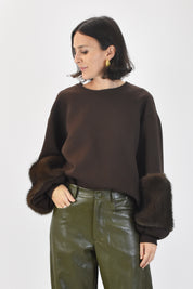 Felpa maniche ecopelliccia