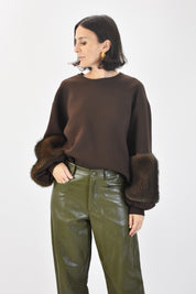 Felpa maniche ecopelliccia