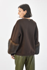 Felpa maniche ecopelliccia