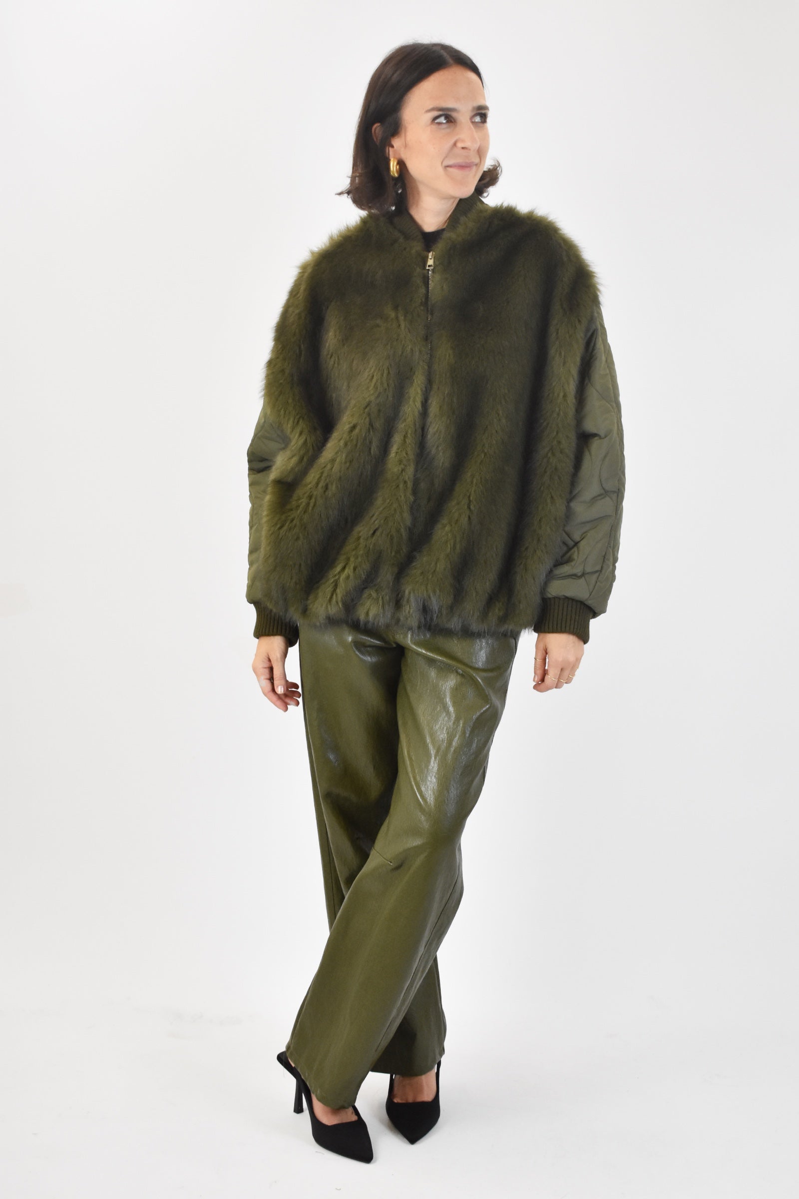 Bomber trapuntato ecopelliccia