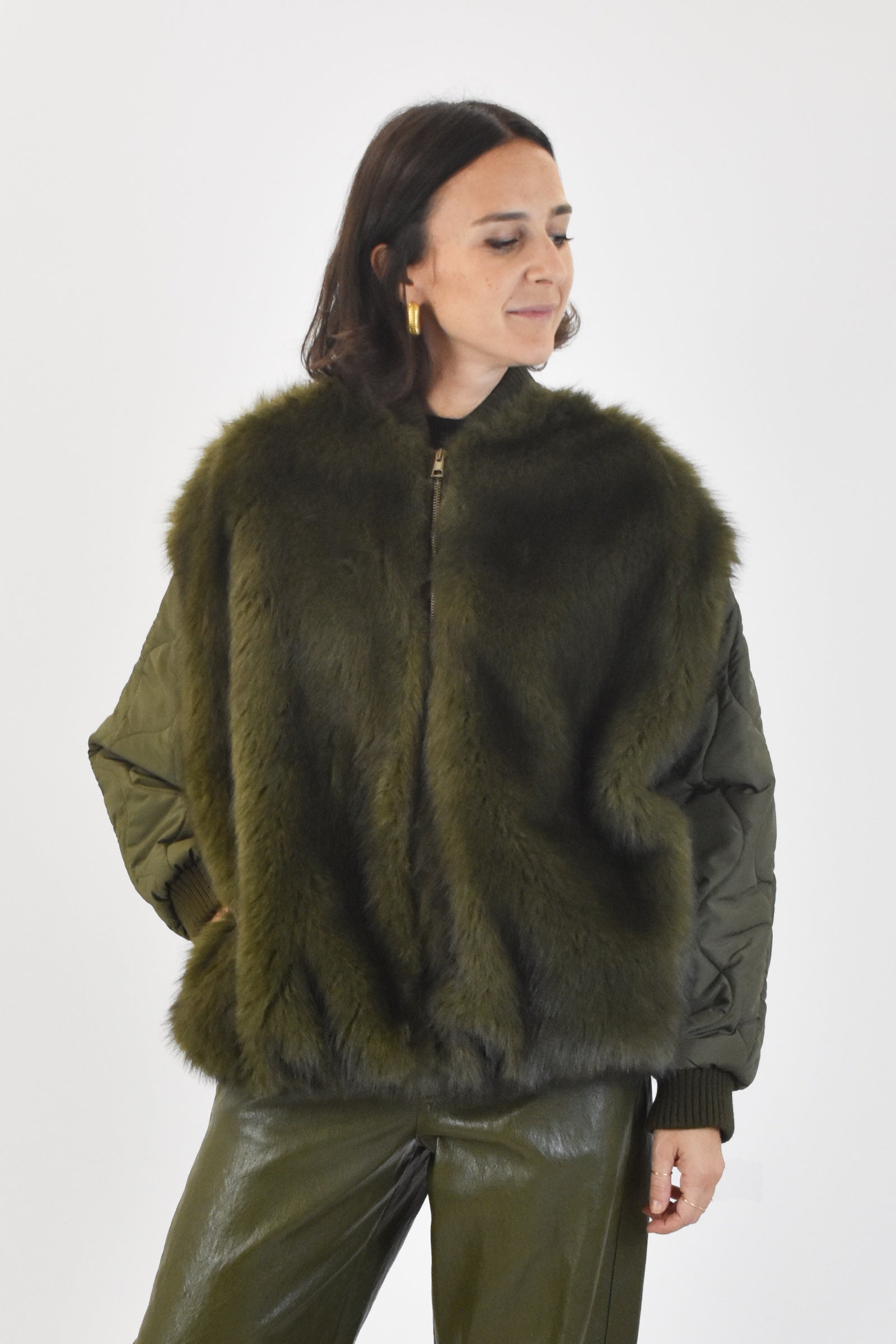 Bomber trapuntato ecopelliccia