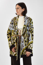 Cardigan jaquard frange