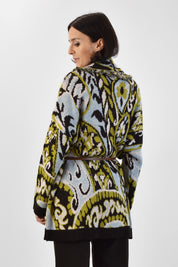 Cardigan jaquard frange