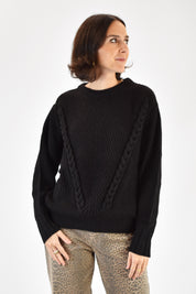 Maglia girocollo treccia V