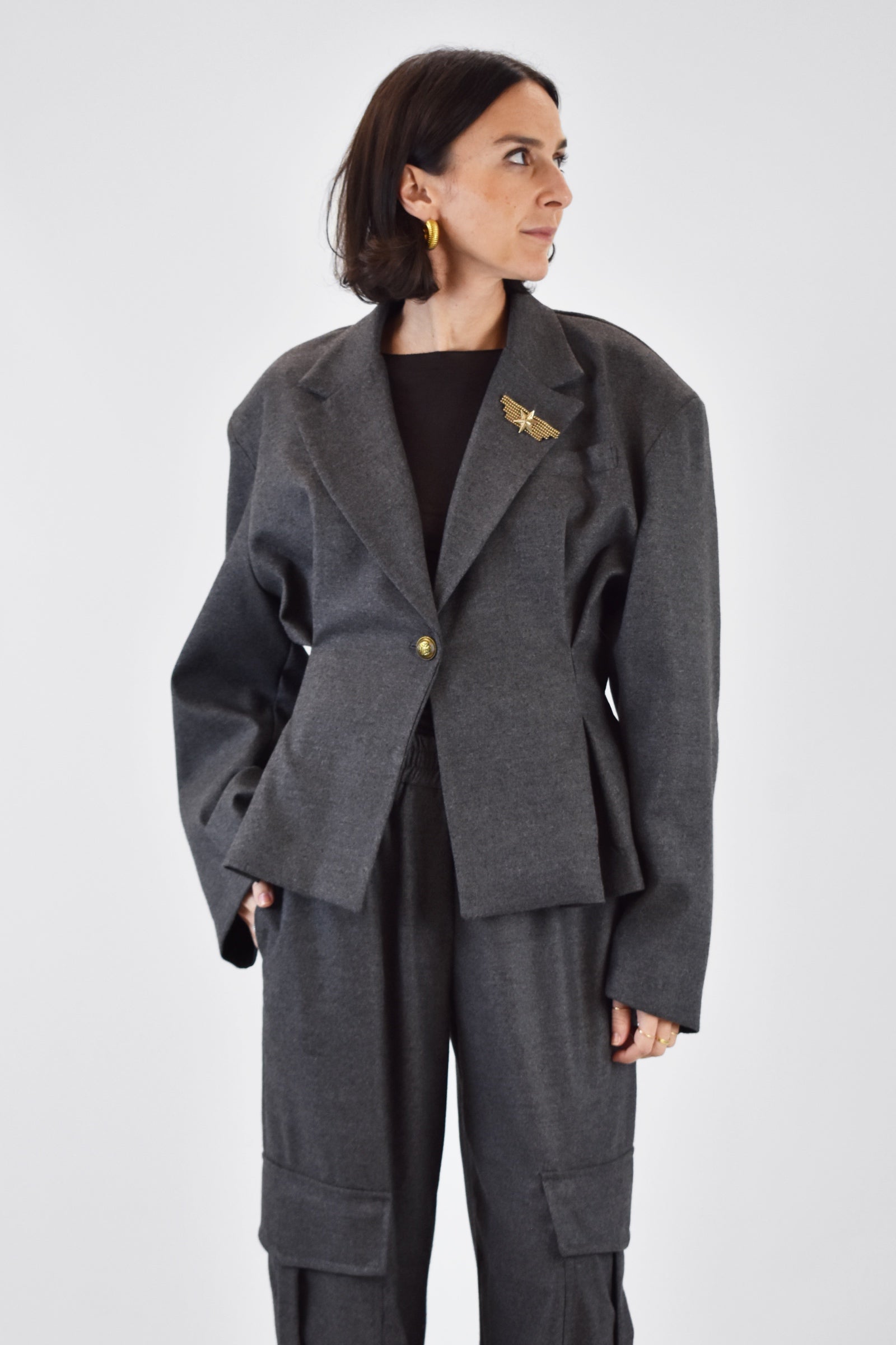 Giacca crop riprese flanella