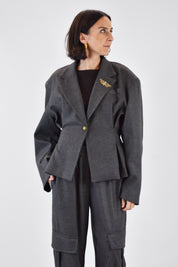 Giacca crop riprese flanella