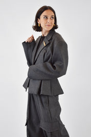 Giacca crop riprese flanella