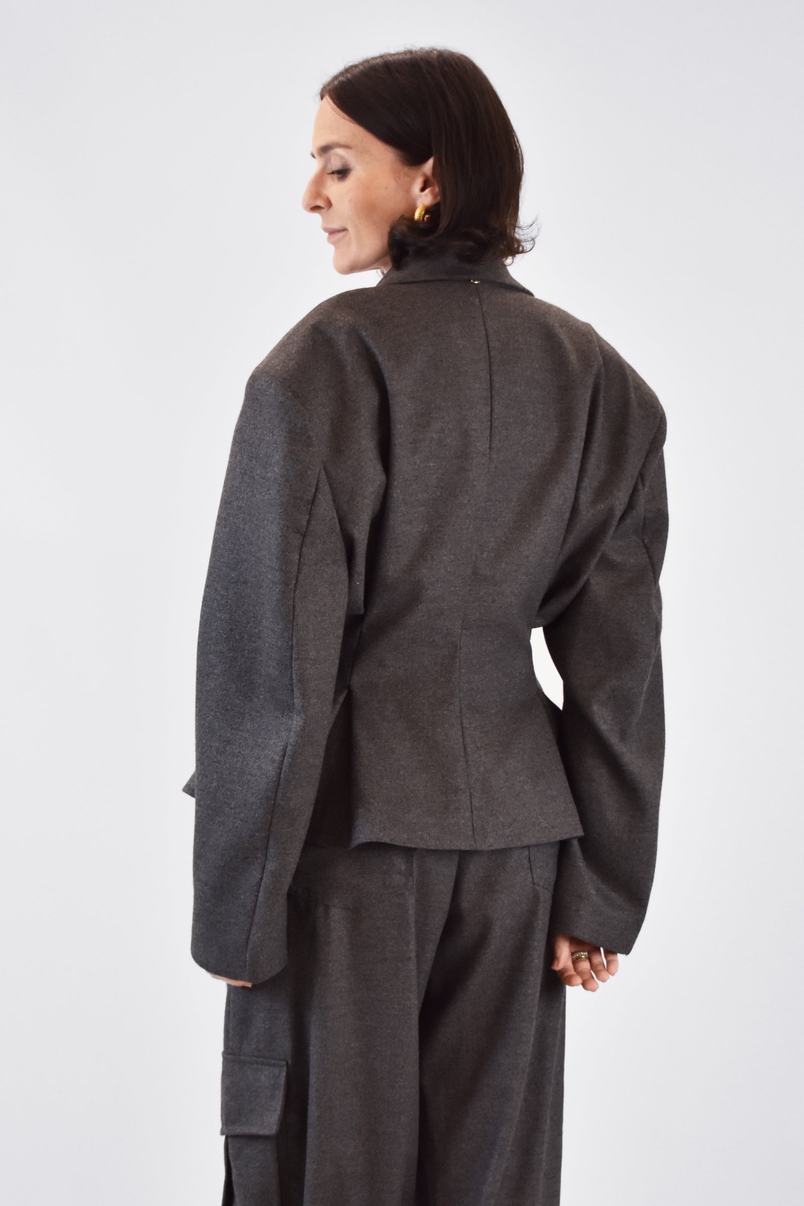 Giacca crop riprese flanella