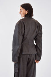 Giacca crop riprese flanella