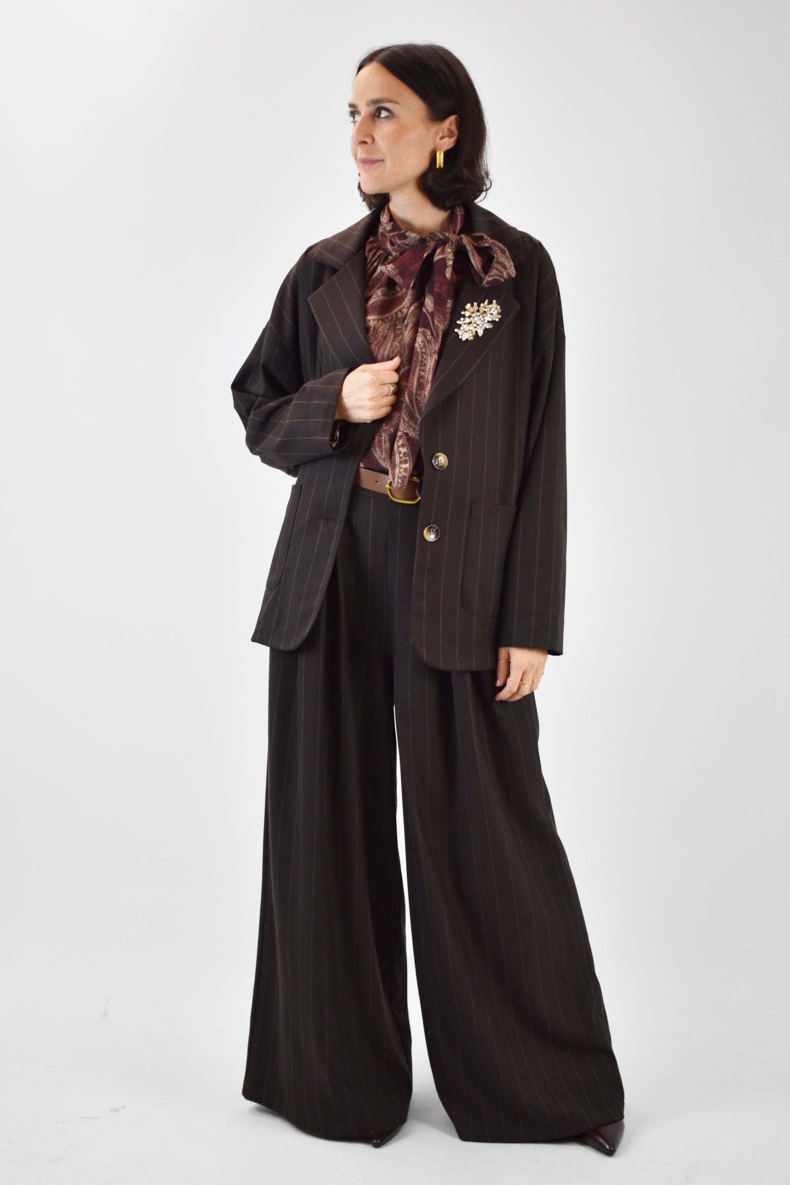 Pantalone gessato pinces