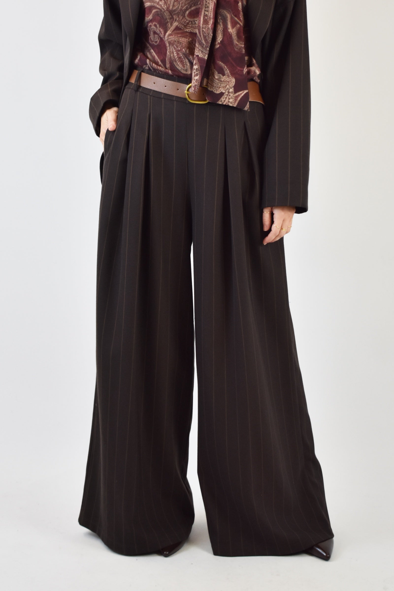 Pantalone gessato pinces