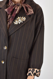 Giacca gessata fodera maculata