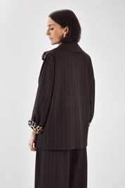 Giacca gessata fodera maculata