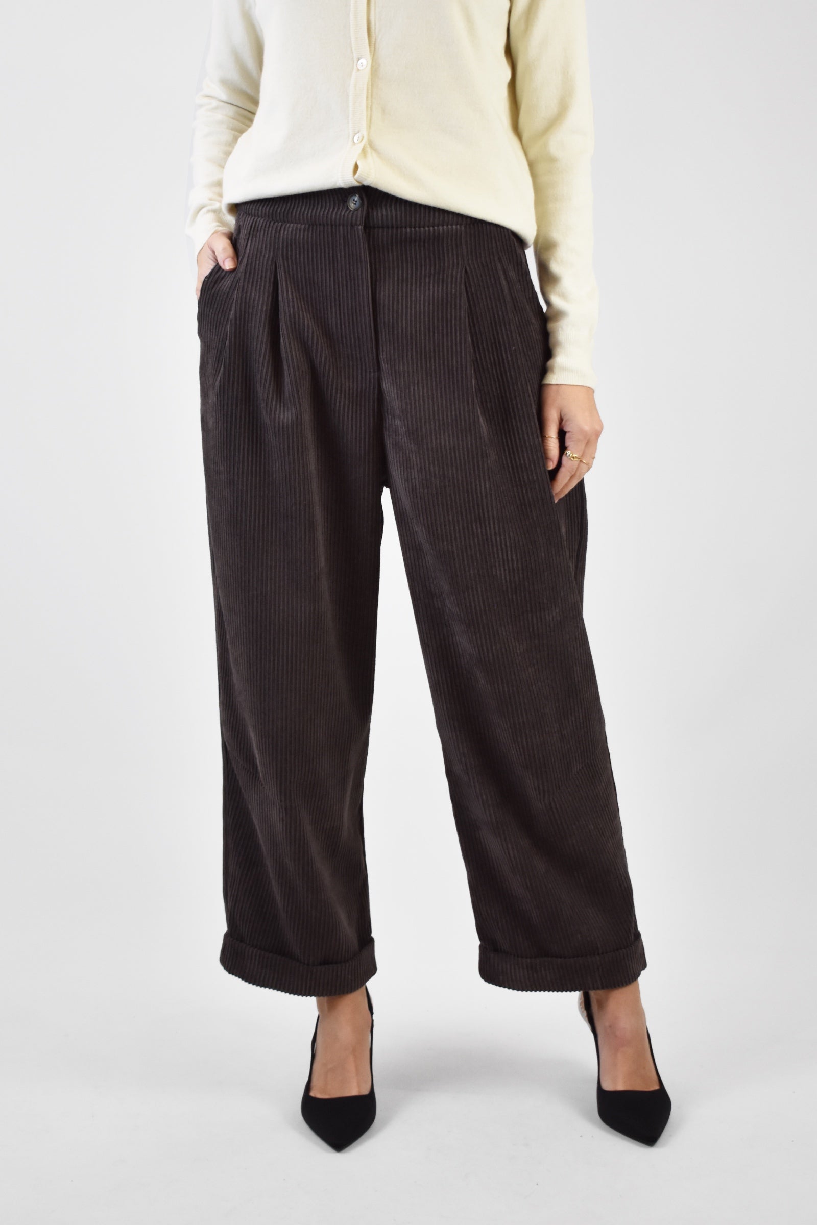 Pantalone pinces velluto