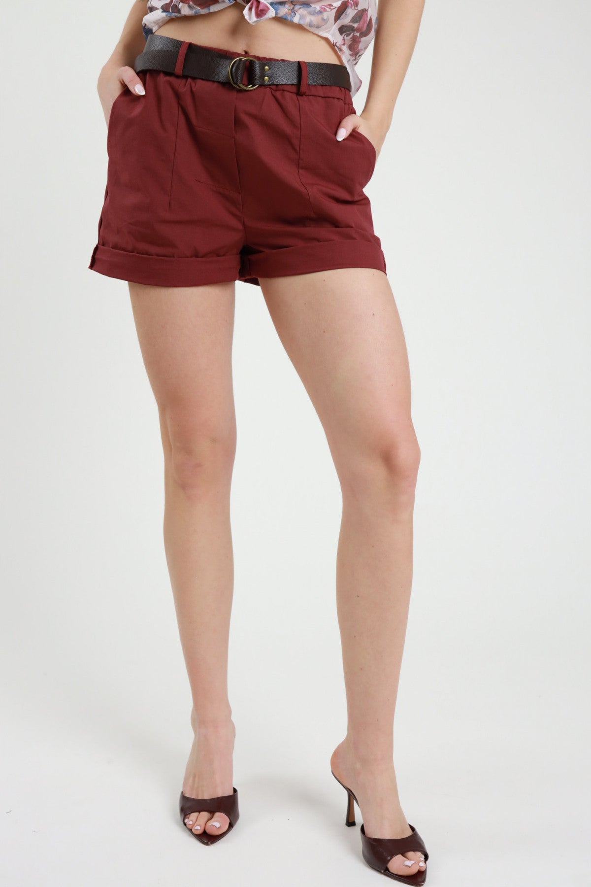 Shorts cotone con cintura