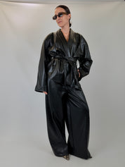 Pantalone ampio ecopelle cocco