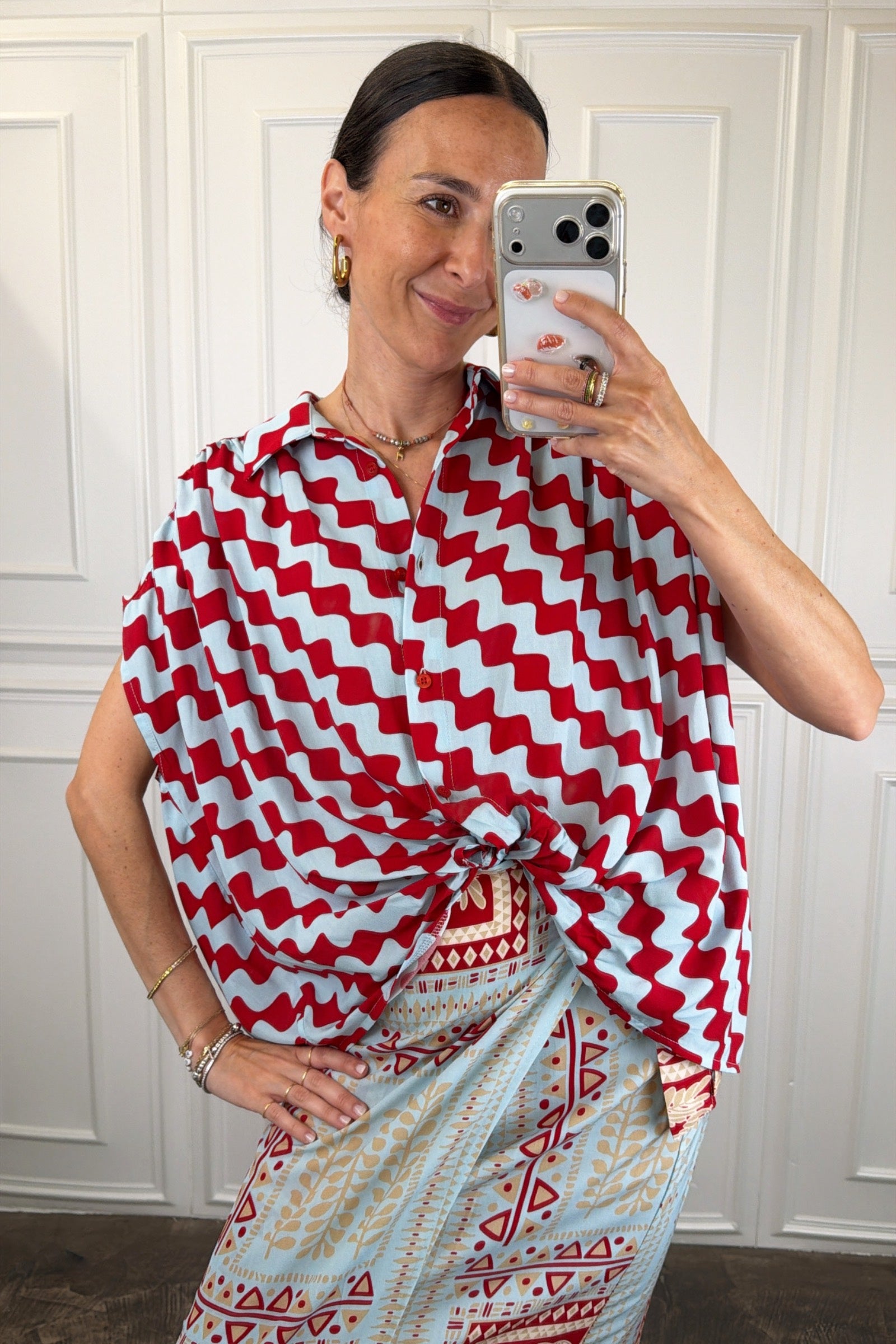 Camicia fantasia con nodo