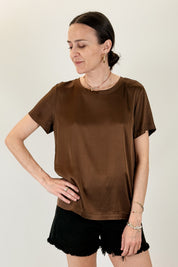 T-shirt in raso girocollo