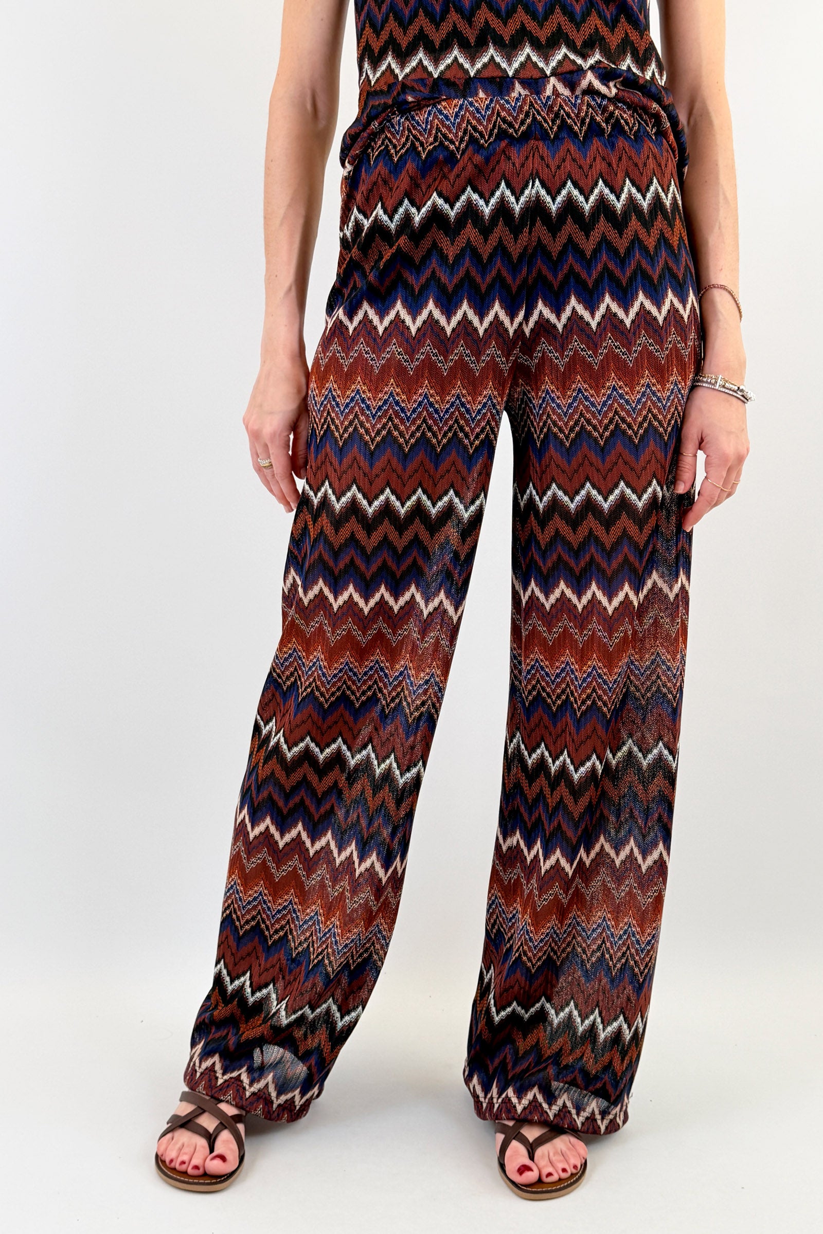 Pantalone fantasia zigzag