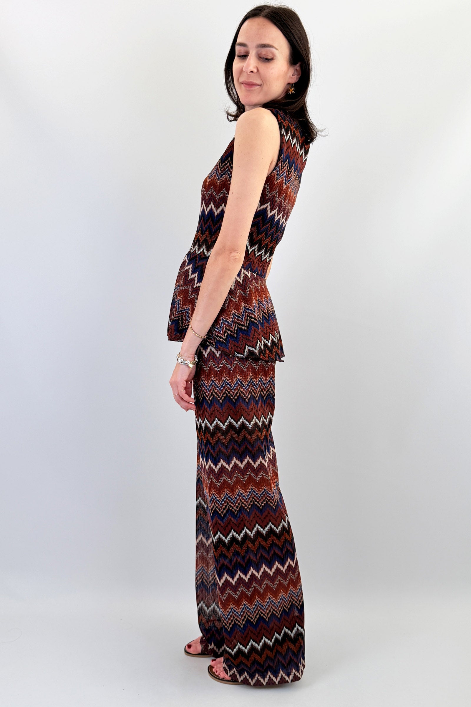 Pantalone fantasia zigzag
