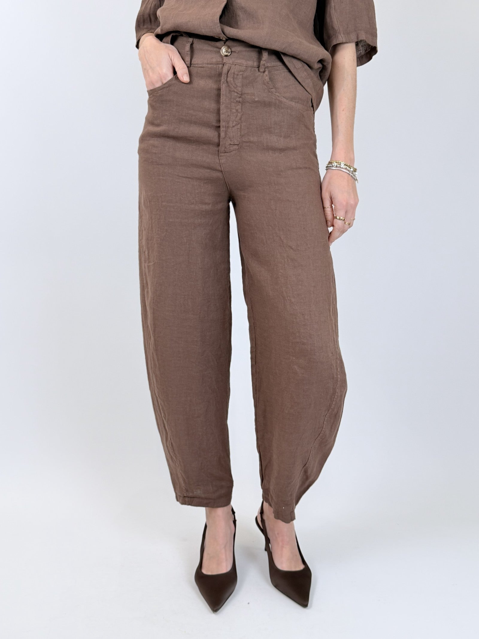 Pantalone balloon lino