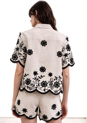 Camicia mezza manica ricami