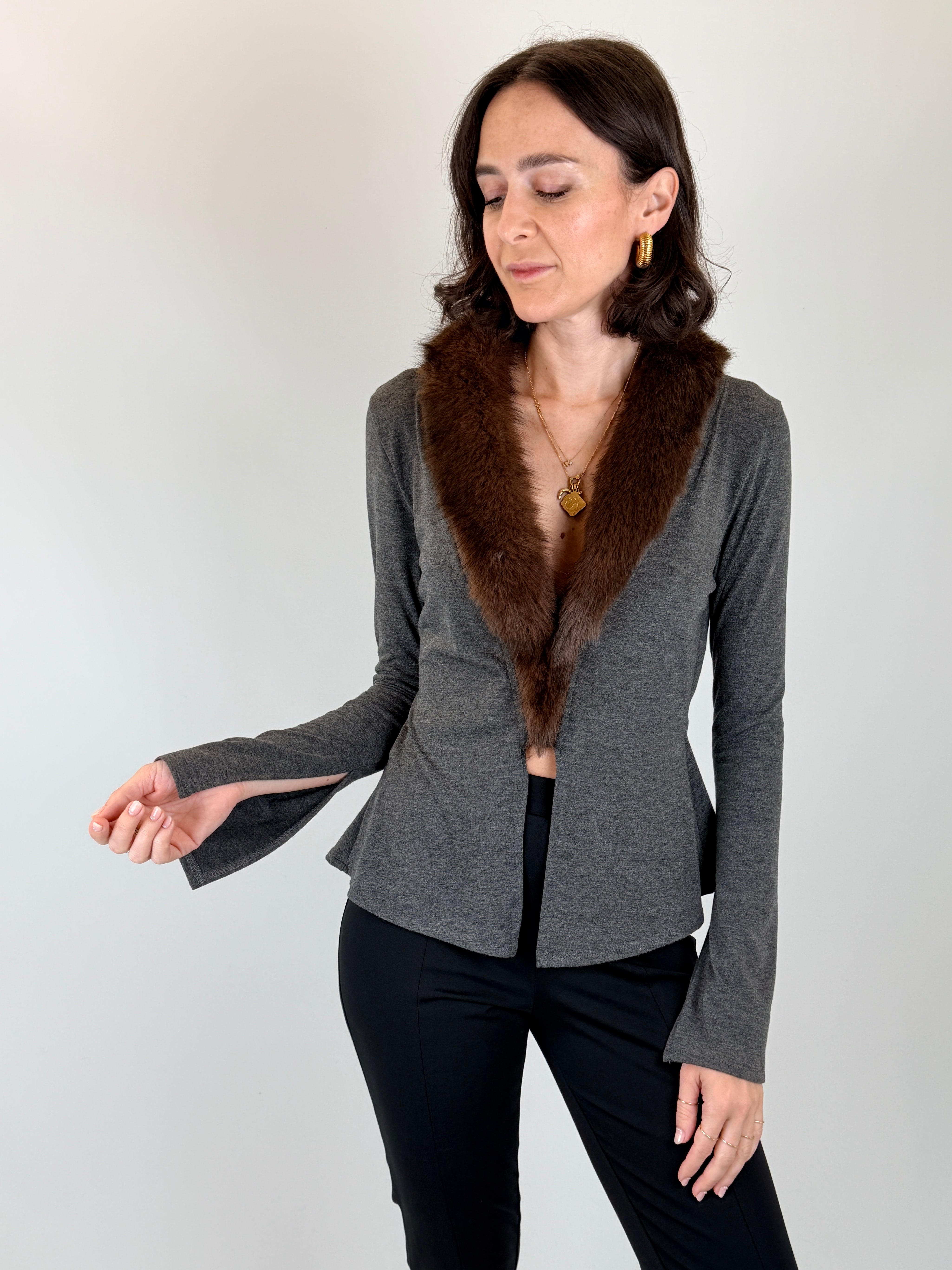 Cardigan con ecopelliccia