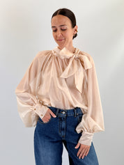 Camicia in lyocell con fiocco