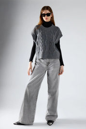 Gilet trecce girocollo
