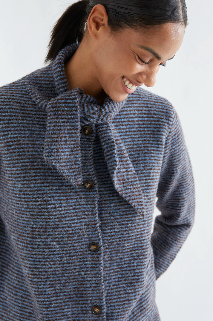 Cardigan a righe collo punte