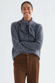 Cardigan a righe collo punte