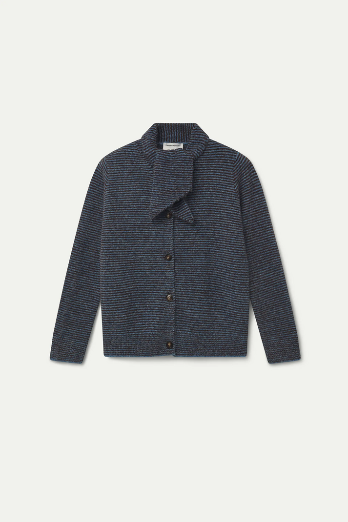 Cardigan a righe collo punte