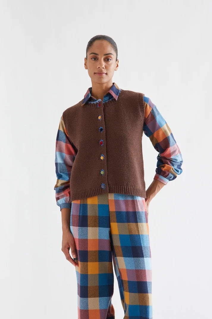 Gilet con bottoni multicolor