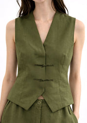 Gilet con alamari in viscosa