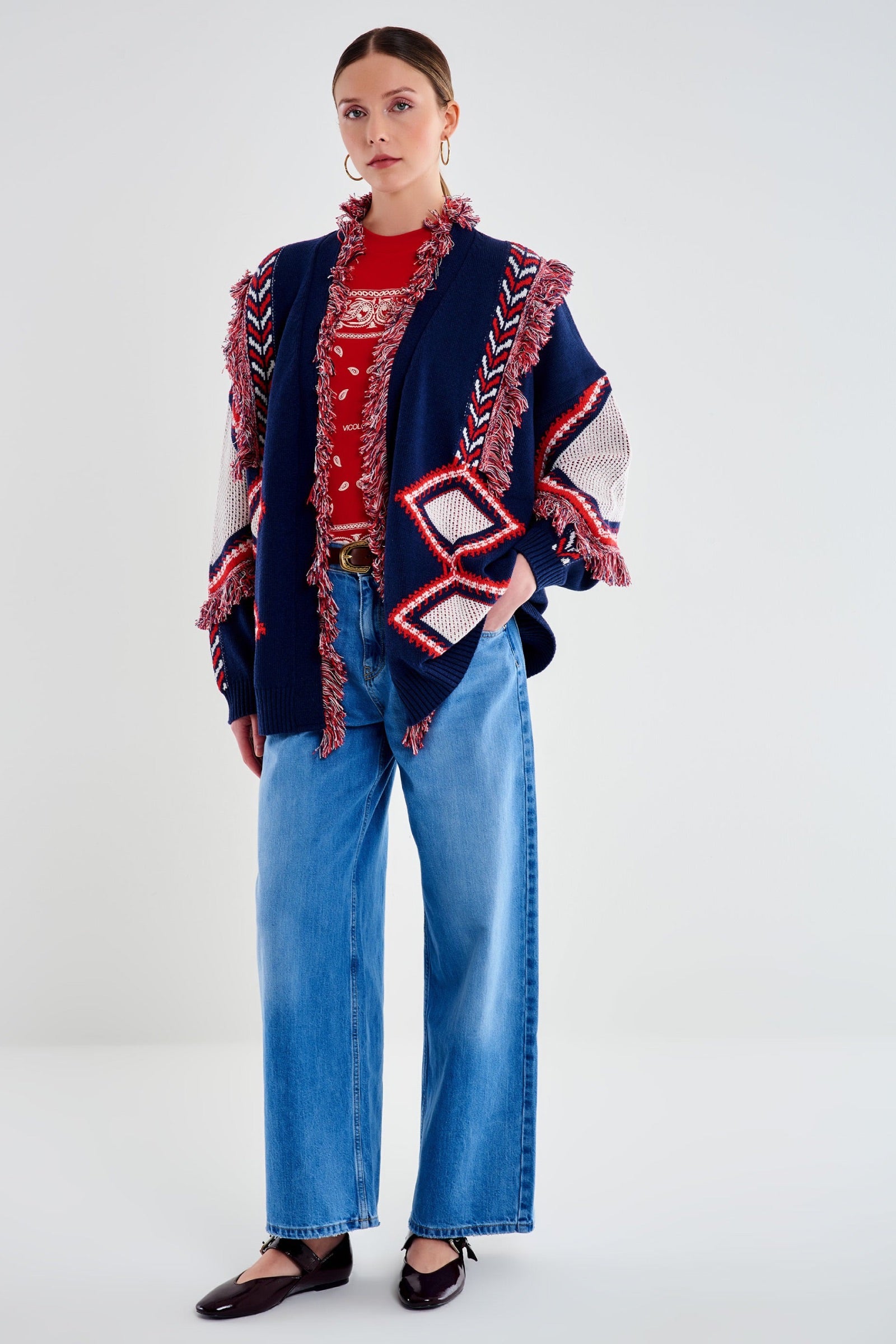 Cardigan frange fantasia