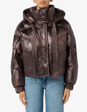 Piumino crop cappuccio