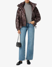 Piumino crop cappuccio