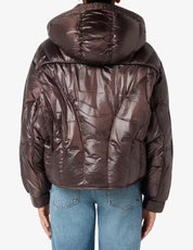 Piumino crop cappuccio