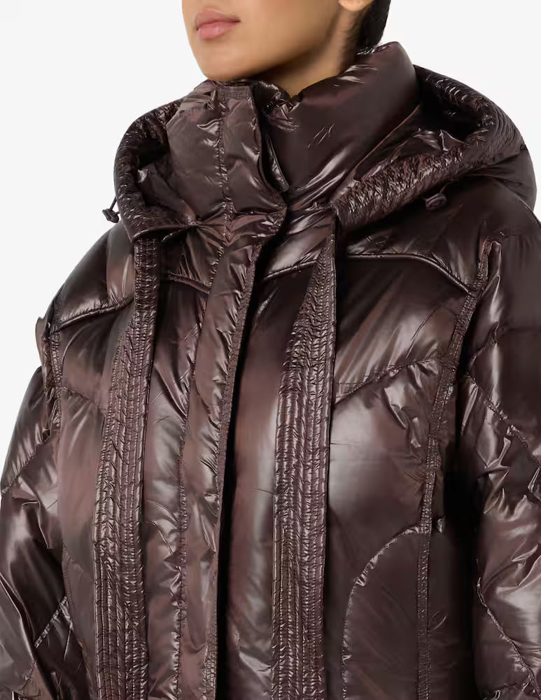 Piumino crop cappuccio