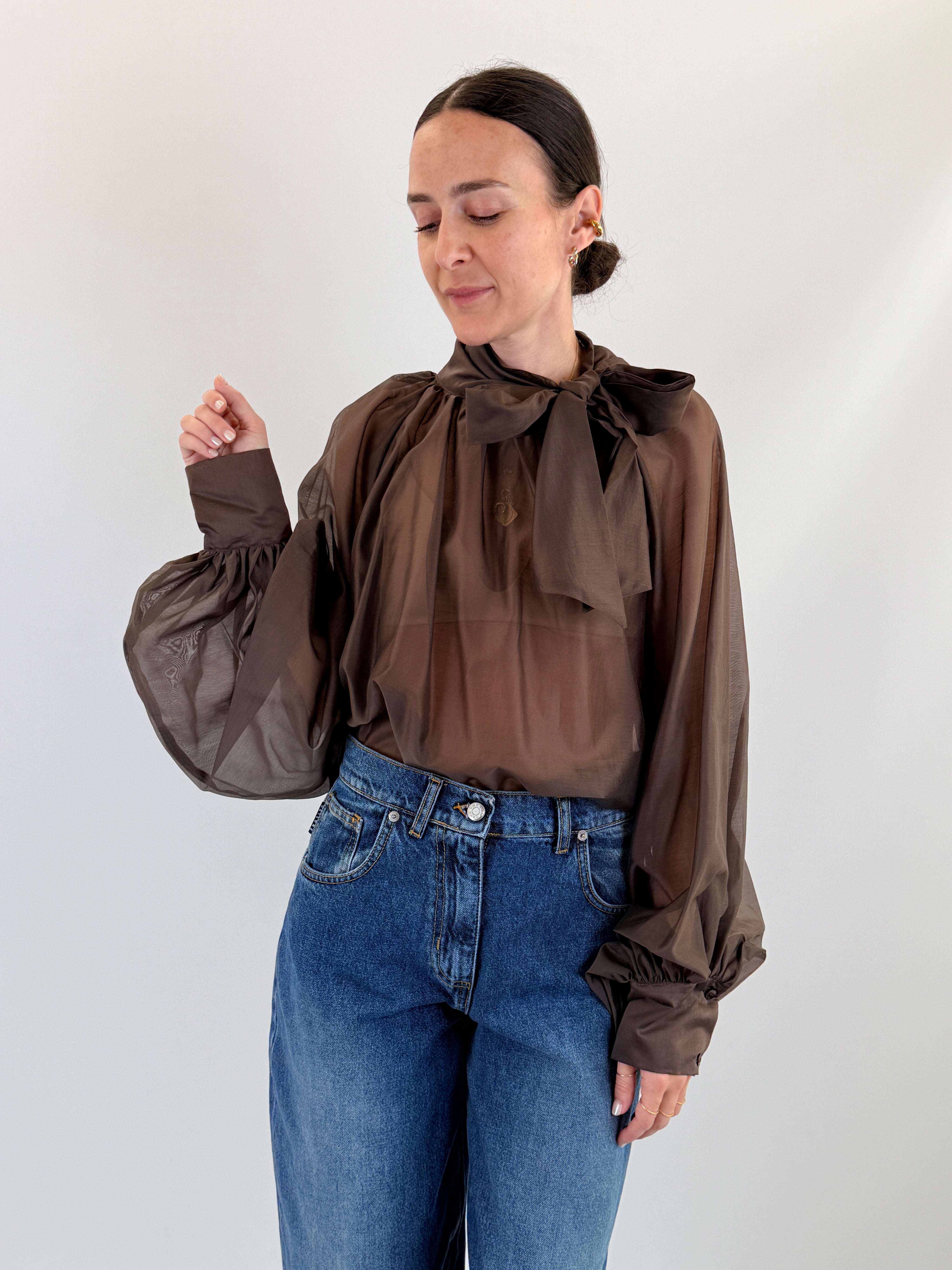 Camicia in lyocell con fiocco