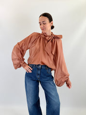 Camicia in lyocell con fiocco