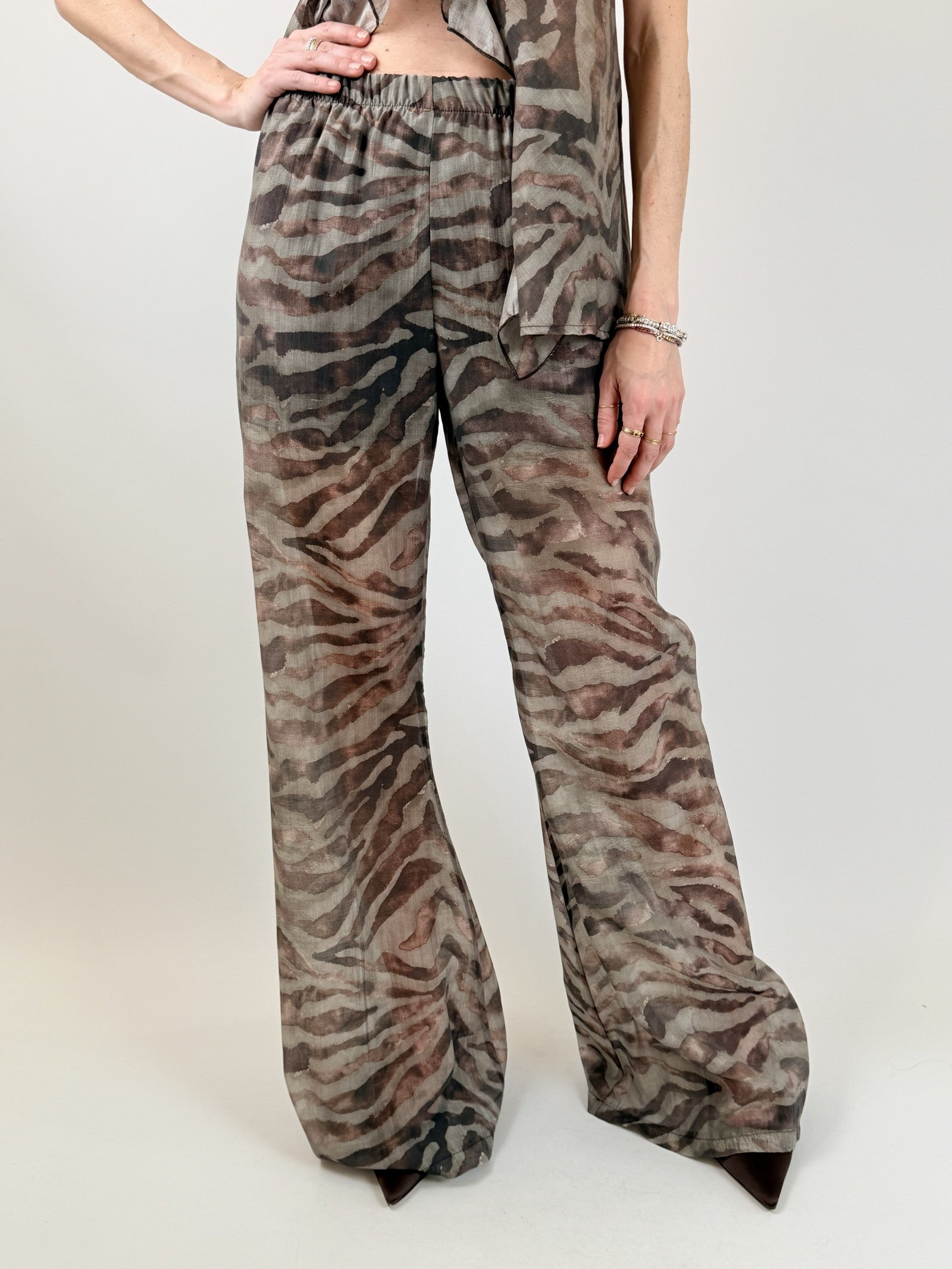 Pantalone a zampa zebrato