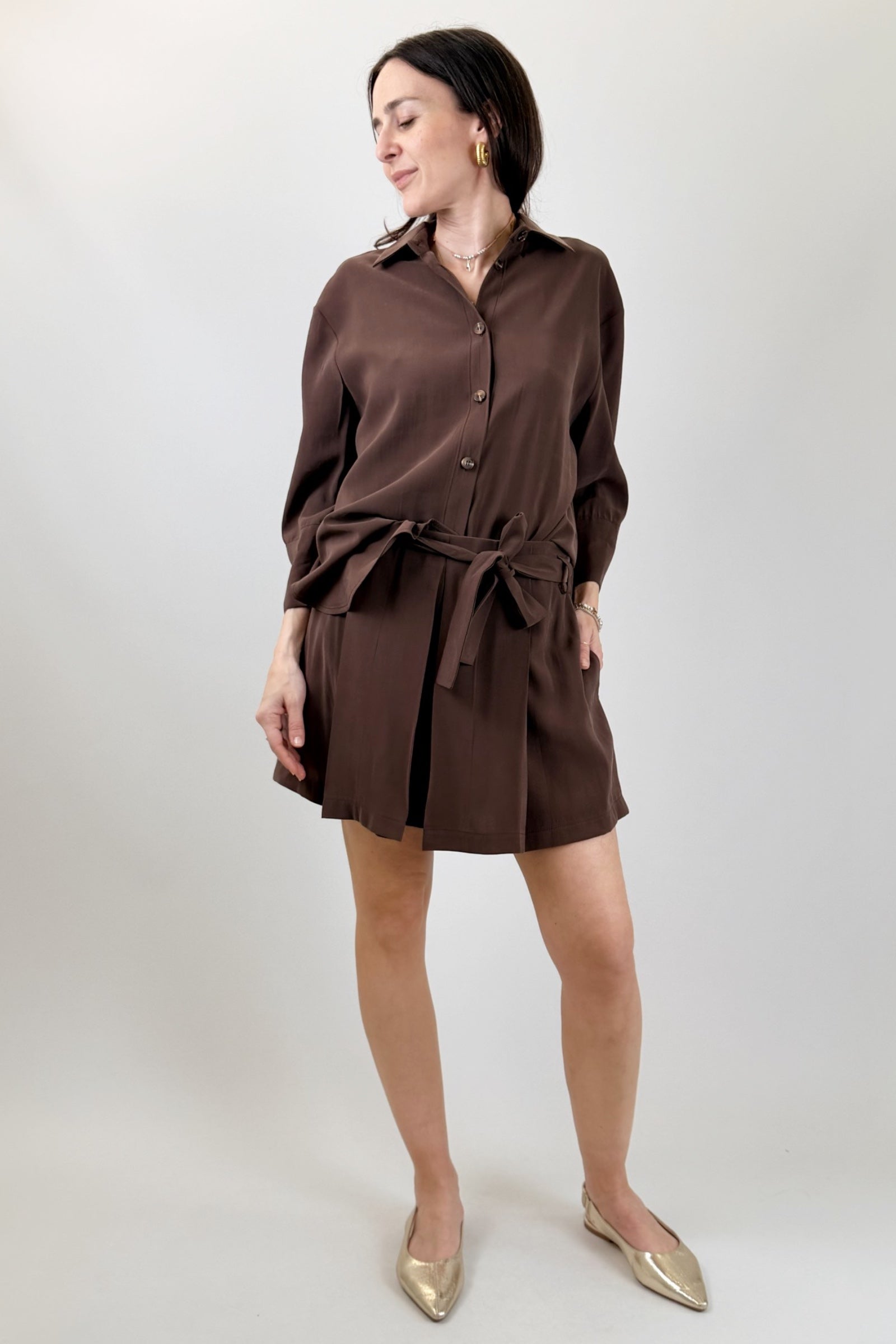 Camicia cupro manica 3/4