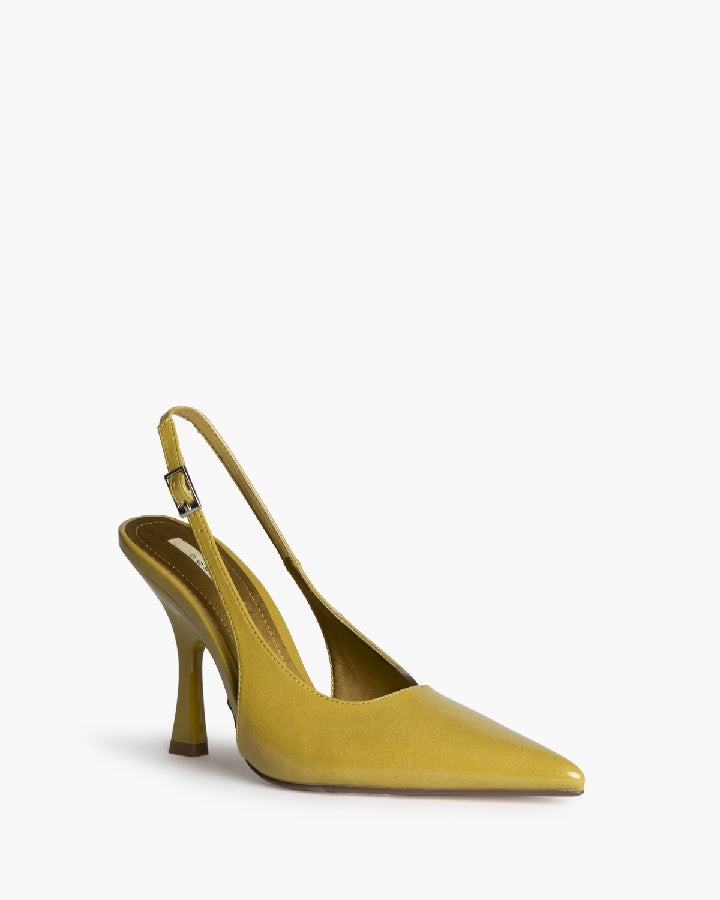 FOTO DI TRE QUARTI DI DECOLLETE SLINGBACK CORINA COLORE KIWI GIALLO, MODELLO M6225