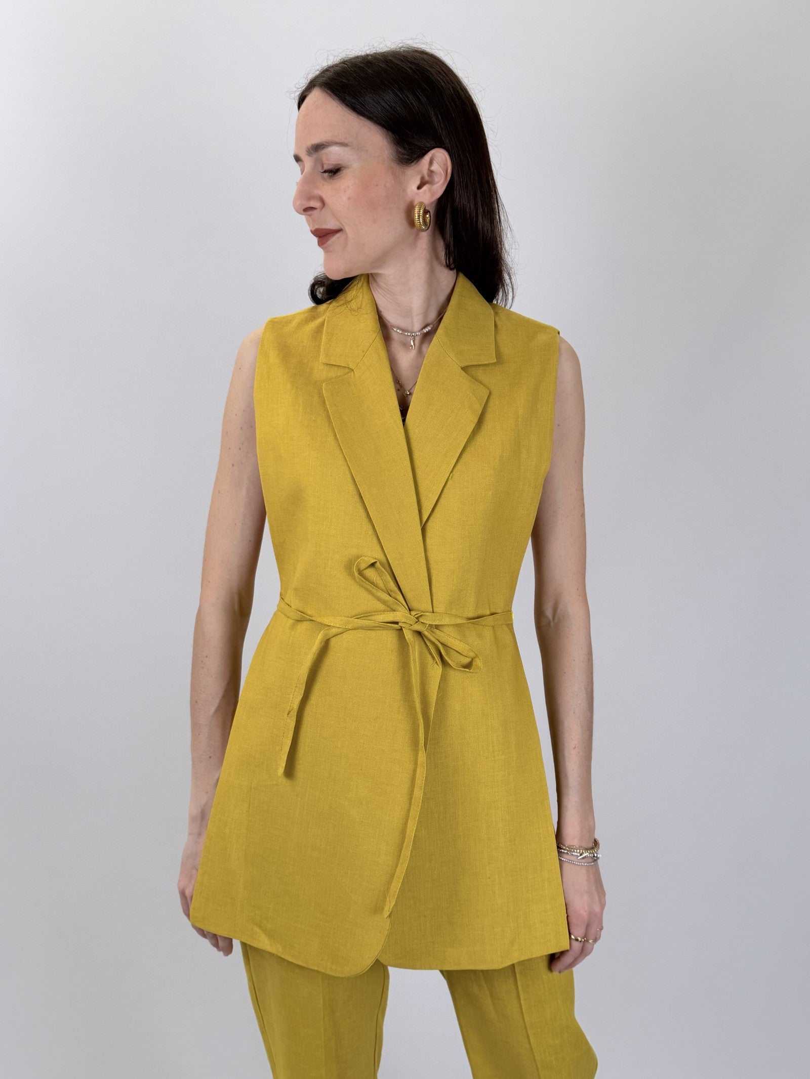 Gilet over misto lino