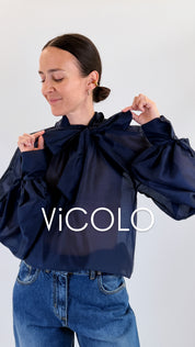 Camicia in lyocell con fiocco