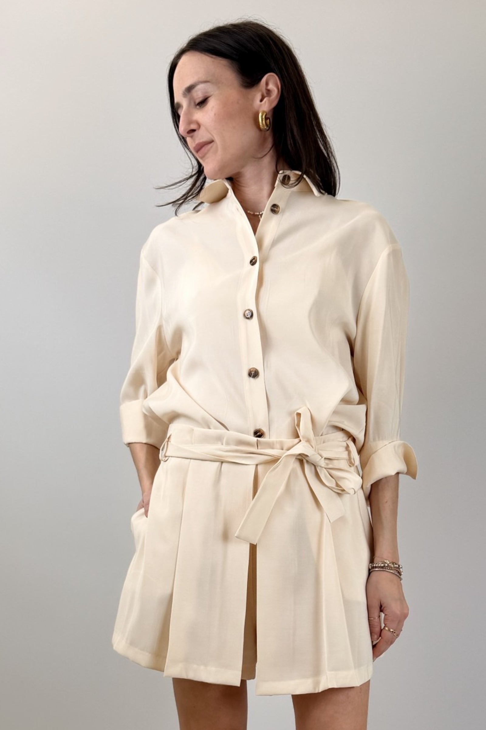 Camicia cupro manica 3/4